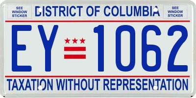 DC license plate EY1062