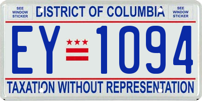 DC license plate EY1094