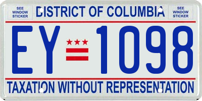DC license plate EY1098