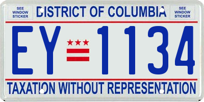 DC license plate EY1134