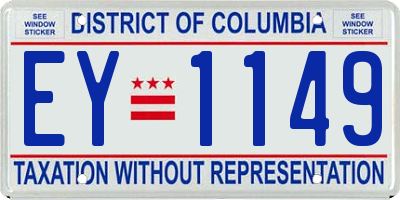 DC license plate EY1149