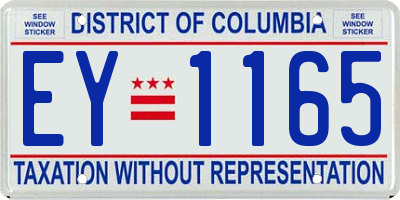 DC license plate EY1165