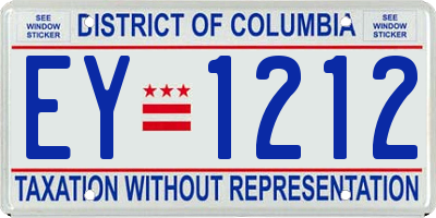 DC license plate EY1212