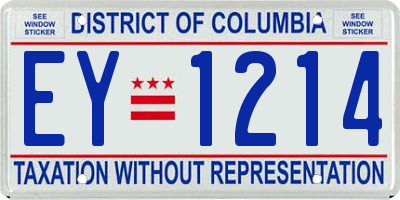 DC license plate EY1214