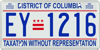 DC license plate EY1216