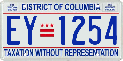 DC license plate EY1254