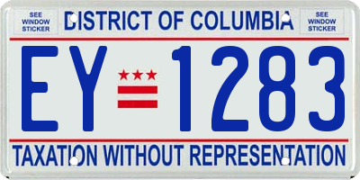 DC license plate EY1283