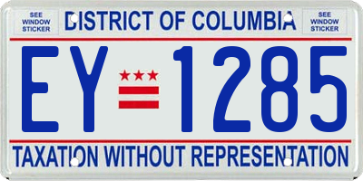 DC license plate EY1285