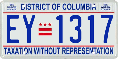 DC license plate EY1317