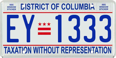 DC license plate EY1333