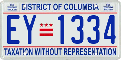 DC license plate EY1334