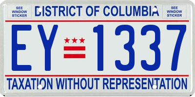 DC license plate EY1337