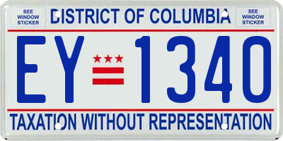 DC license plate EY1340