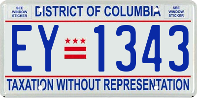 DC license plate EY1343