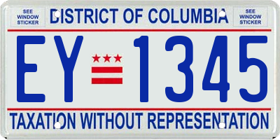 DC license plate EY1345