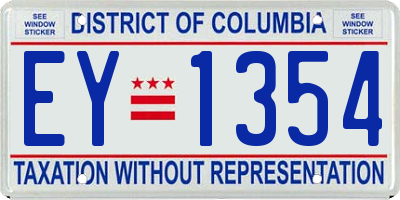 DC license plate EY1354