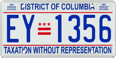 DC license plate EY1356