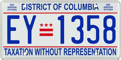 DC license plate EY1358