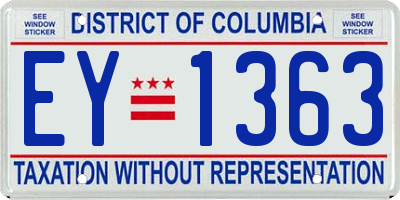 DC license plate EY1363