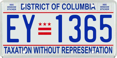 DC license plate EY1365