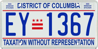 DC license plate EY1367