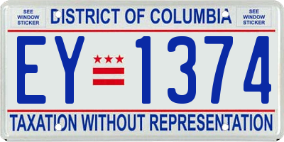 DC license plate EY1374