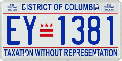 DC license plate EY1381