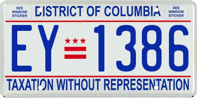 DC license plate EY1386