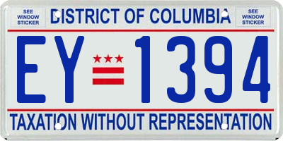 DC license plate EY1394