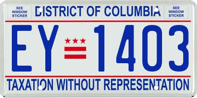 DC license plate EY1403