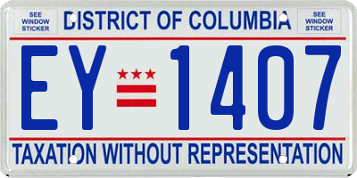 DC license plate EY1407