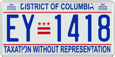 DC license plate EY1418