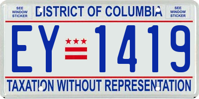 DC license plate EY1419