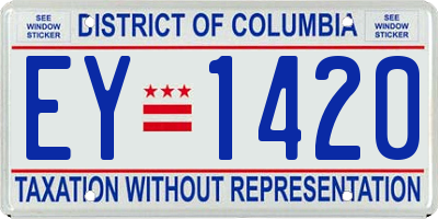 DC license plate EY1420