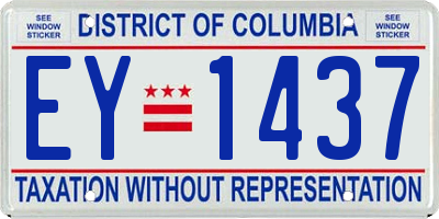 DC license plate EY1437