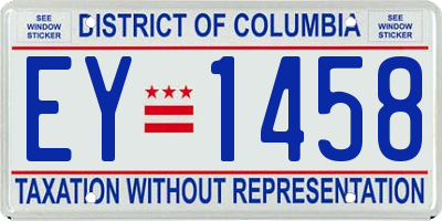 DC license plate EY1458