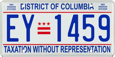 DC license plate EY1459