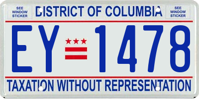 DC license plate EY1478