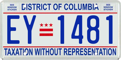 DC license plate EY1481