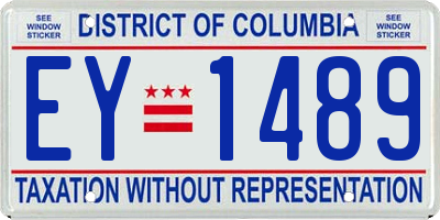 DC license plate EY1489