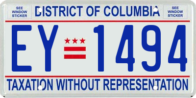 DC license plate EY1494