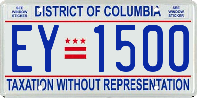 DC license plate EY1500