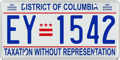 DC license plate EY1542