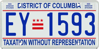 DC license plate EY1593