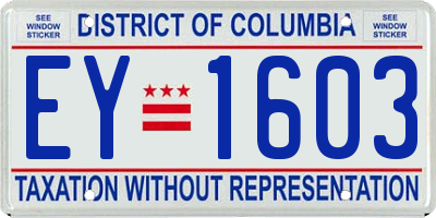 DC license plate EY1603