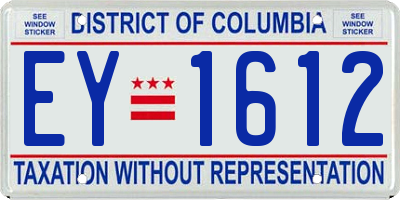 DC license plate EY1612
