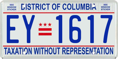 DC license plate EY1617
