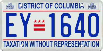 DC license plate EY1640