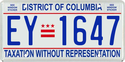 DC license plate EY1647