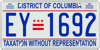 DC license plate EY1692